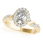 18K Yellow Gold Oval Diamond Engagement Ring with Halo