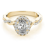 18K Yellow Gold Oval Diamond Engagement Ring with Halo
