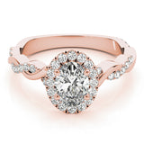 Rose Gold 1/2 CT Diamond Oval Halo Engagement Ring