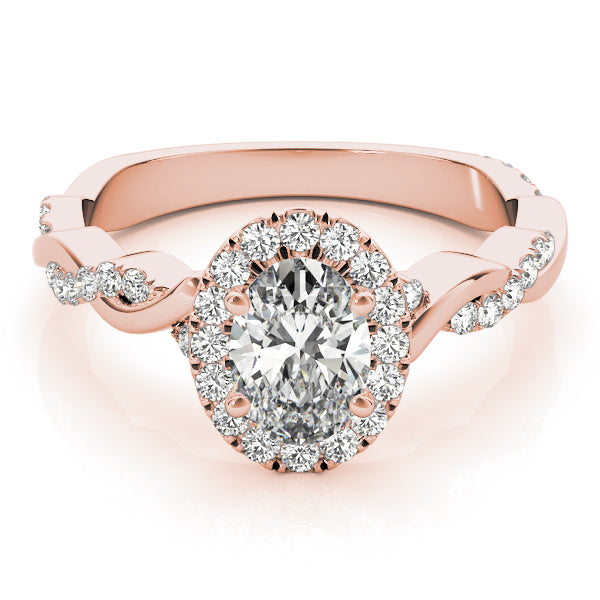 Rose Gold 1/2 CT Diamond Oval Halo Engagement Ring