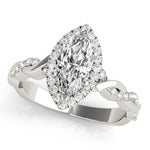 1.0 CT Marquise Diamond Halo Engagement Ring