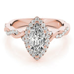 14K Rose Gold 1 CT Marquise Diamond Halo Ring