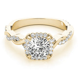 14K Yellow Gold 1.33ctw Cushion Diamond Halo Ring