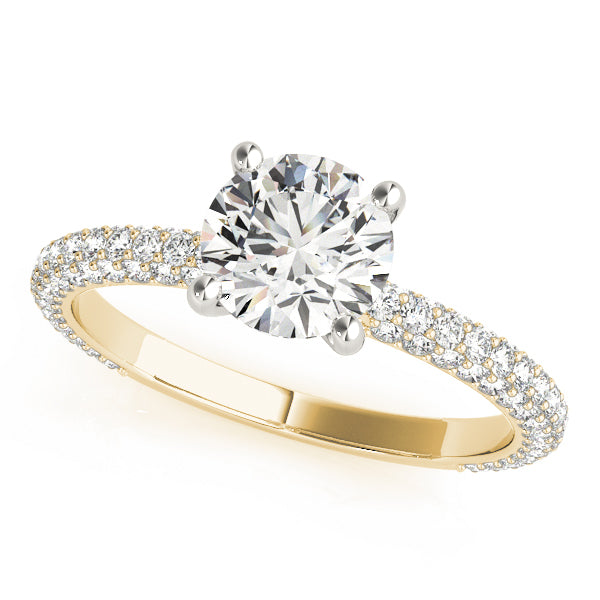 18K Yellow Gold 1 ct Diamond Pave Engagement Ring