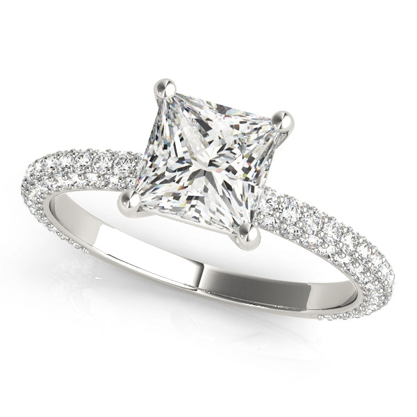 18K White Gold 1 ct Diamond Pave Engagement Ring