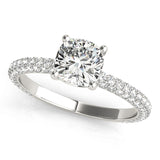 14K Gold Cushion Diamond Pave Engagement Ring