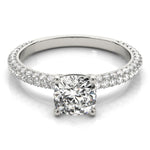 14K Gold Cushion Diamond Pave Engagement Ring