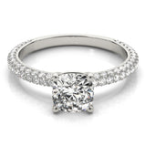 14K Gold Cushion Diamond Pave Engagement Ring