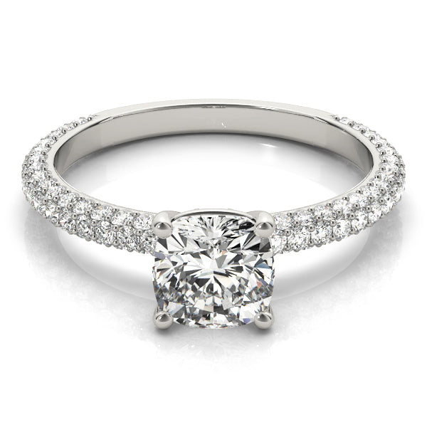 14K Gold Cushion Diamond Pave Engagement Ring