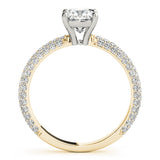 14K Yellow Gold Cushion Diamond Pave Engagement Ring