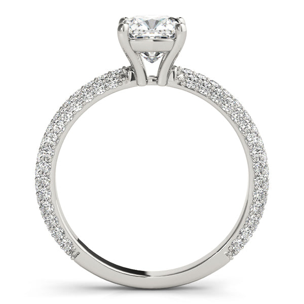14K Gold Cushion Diamond Pave Engagement Ring