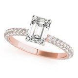18K Rose Gold Emerald Diamond Pave Engagement Ring