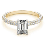 14K Yellow Gold Emerald Diamond Pave Ring