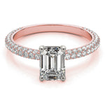 18K Rose Gold Emerald Diamond Pave Engagement Ring