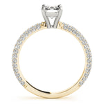 14K Yellow Gold Emerald Diamond Pave Ring
