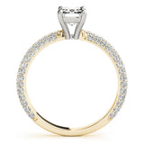 14K Yellow Gold Emerald Diamond Pave Ring