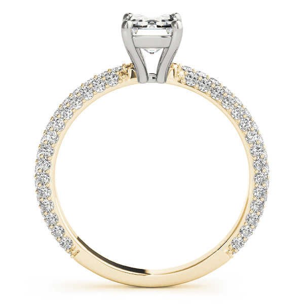 14K Yellow Gold Emerald Diamond Pave Ring