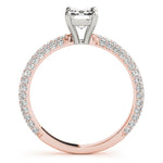 18K Rose Gold Emerald Diamond Pave Engagement Ring