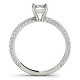 0.6 CT Emerald Diamond Pave Engagement Ring