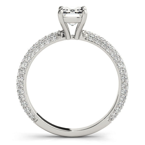 0.6 CT Emerald Diamond Pave Engagement Ring