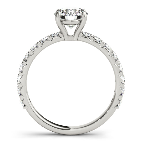14K White Gold Single Row Diamond Engagement Ring