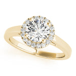 14K Yellow Gold Round Diamond Halo Engagement Ring