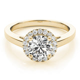 14K Yellow Gold Round Diamond Halo Engagement Ring