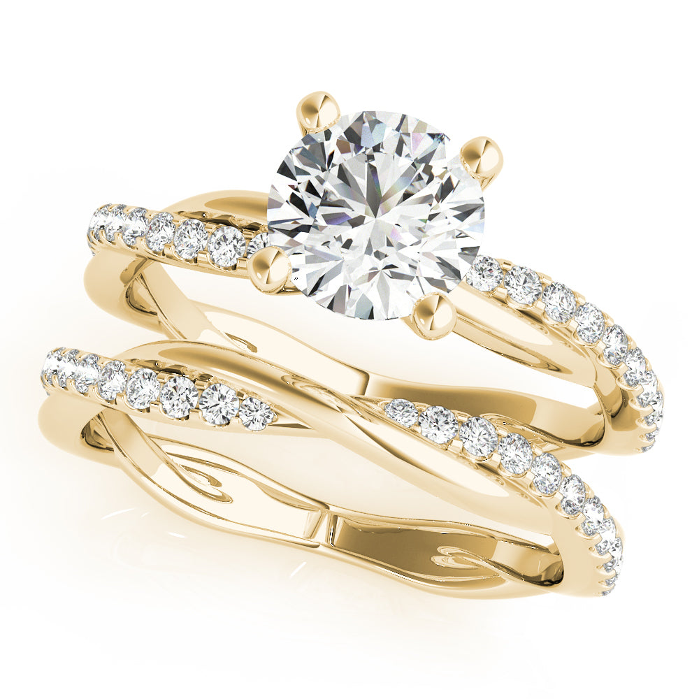 18K Yellow Gold Round Diamond Engagement Ring
