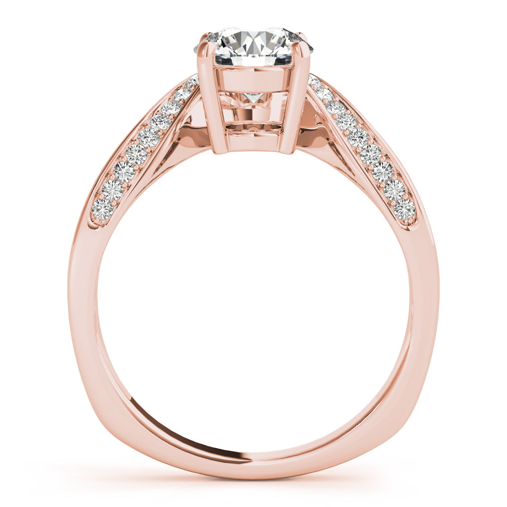 14K Rose Gold Single Row Diamond Engagement Ring