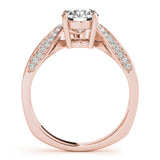 14K Rose Gold Single Row Diamond Engagement Ring