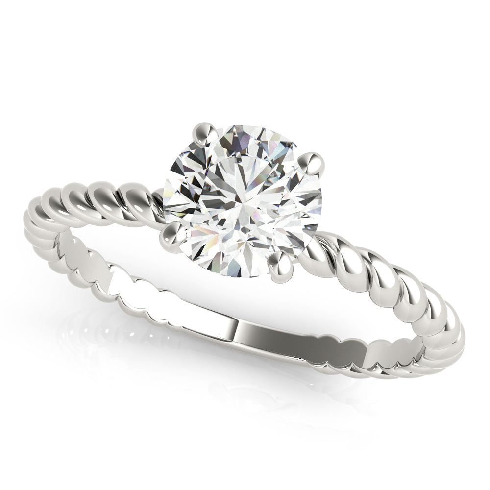 14K White Gold 1 CT Round Diamond Engagement Ring