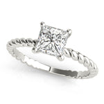 14K White Gold Square Diamond Solitaire Ring