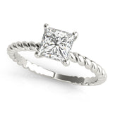 14K White Gold Square Diamond Solitaire Ring