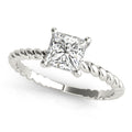 14K White Gold Square Diamond Solitaire Ring
