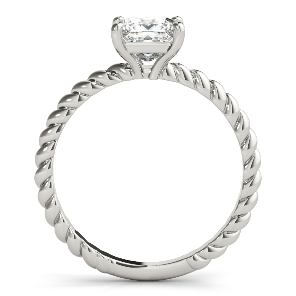 14K White Gold Square Diamond Solitaire Ring