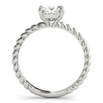 14K White Gold Square Diamond Solitaire Ring