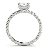 14K White Gold Square Diamond Solitaire Ring