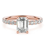 Rose Gold Emerald Diamond Engagement Ring 1/2 CT