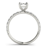 Emerald Diamond Single Row Engagement Ring