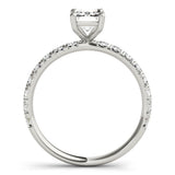 Emerald Diamond Single Row Engagement Ring