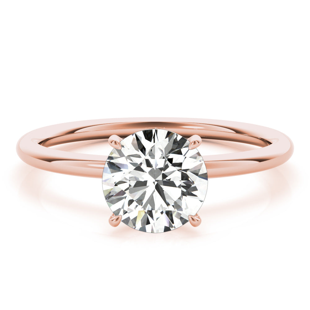 14K Rose Gold Round Diamond Halo Engagement Ring