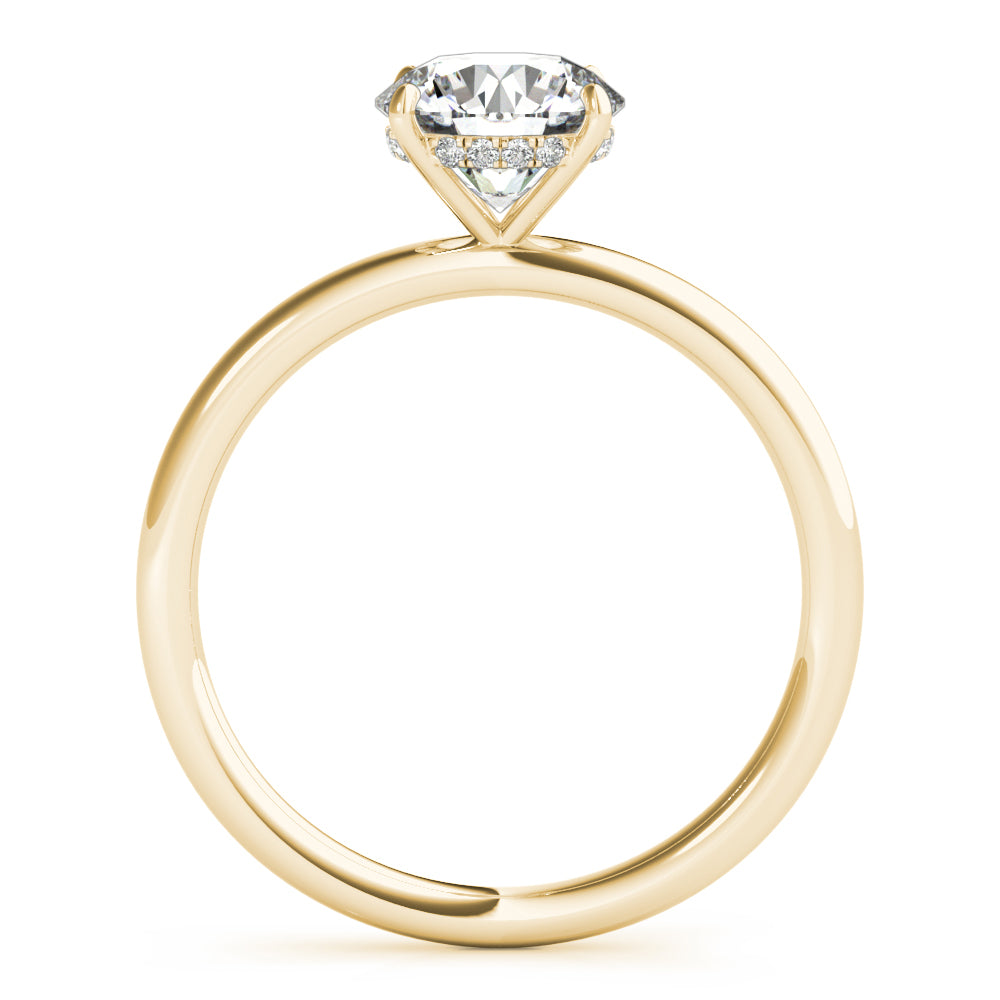 18K Yellow Gold Round Diamond Halo Engagement Ring