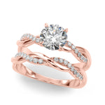 18K Rose Gold 1 ct Diamond Fashion Engagement Ring