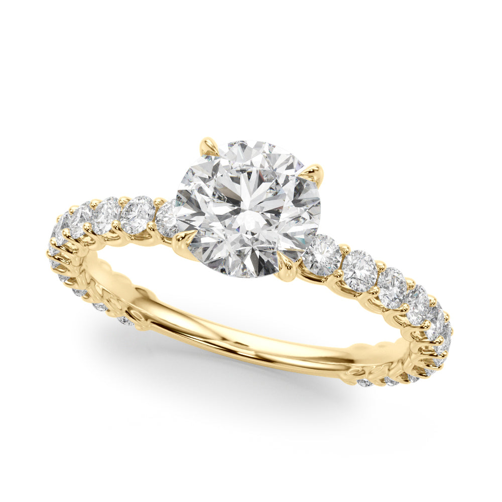 14K Yellow Gold Round Diamond Engagement Ring