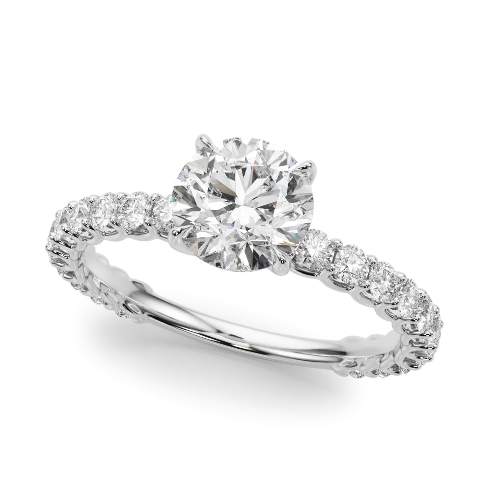 1 Carat Round Diamond Single Row Engagement Ring
