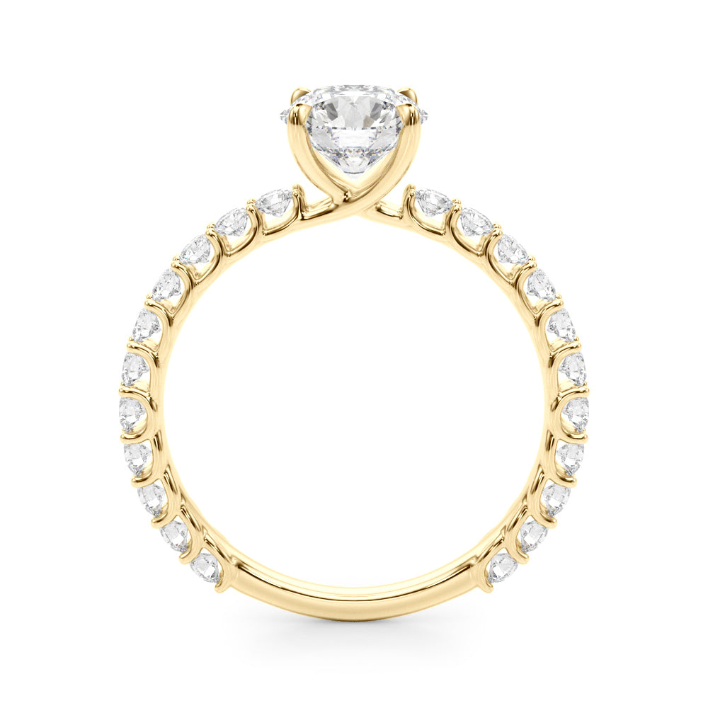 14K Yellow Gold Round Diamond Engagement Ring