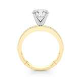 14K Yellow Gold Round Diamond Single Row Ring