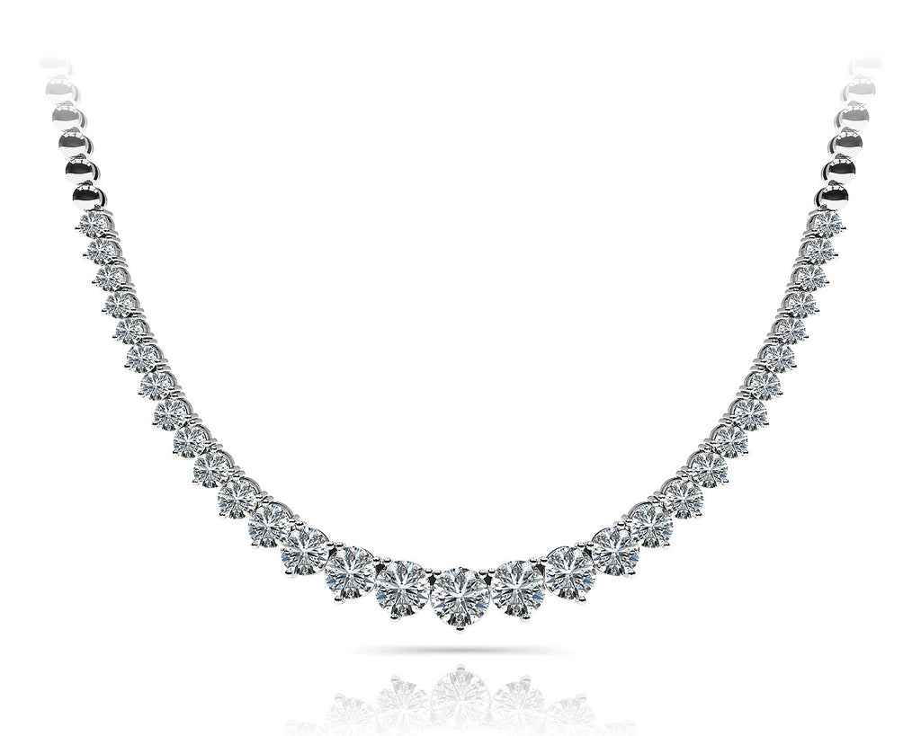18K White Gold Multi-Diamond Graduated Necklace