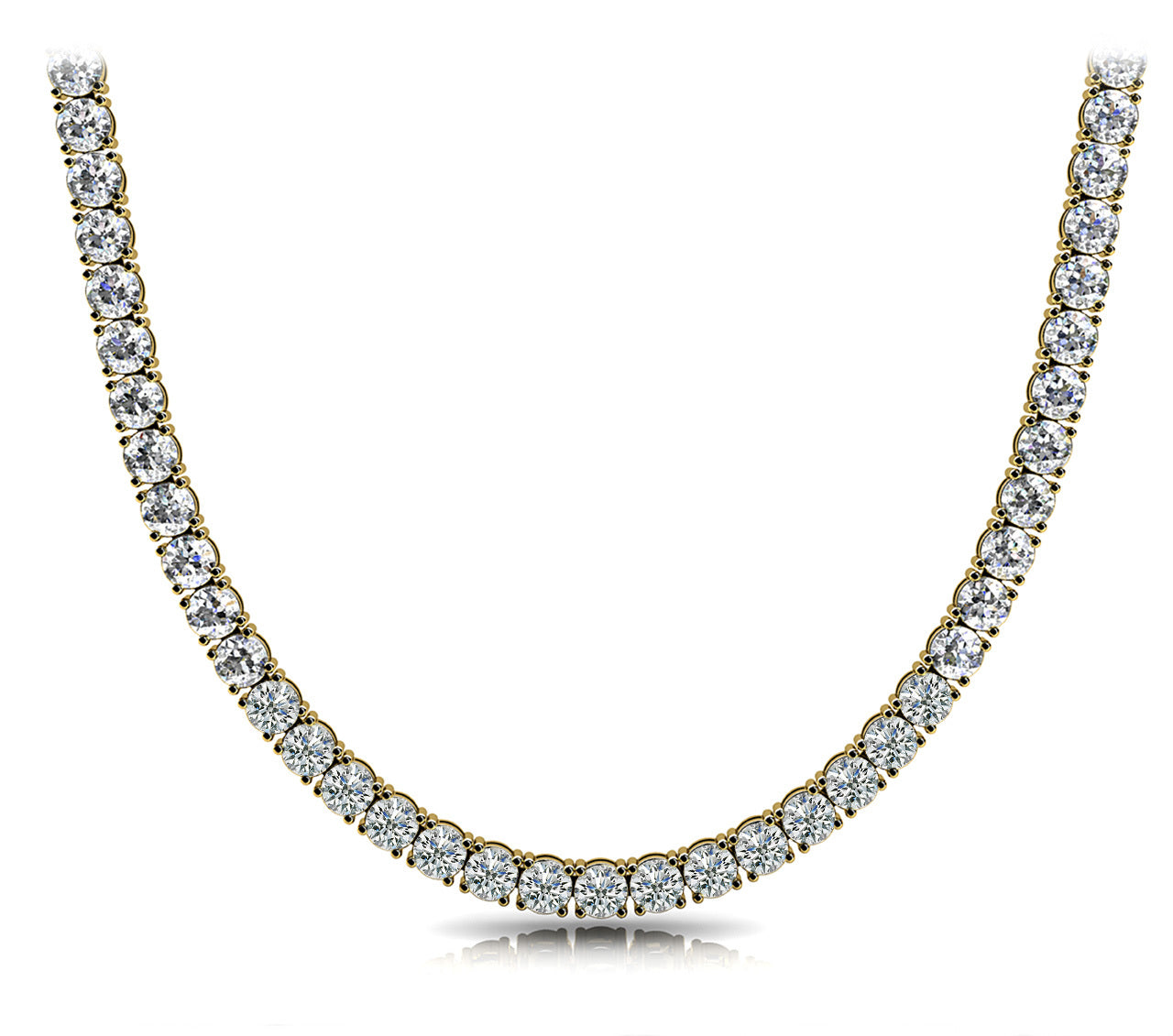18K Yellow Gold Round Diamond Fashion Necklace