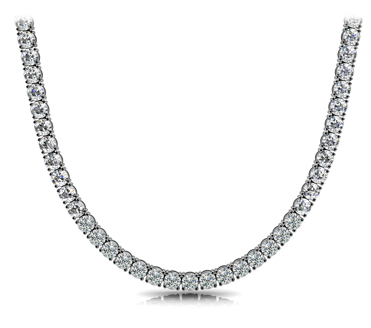 14K White Gold Diamond Riviera Necklace